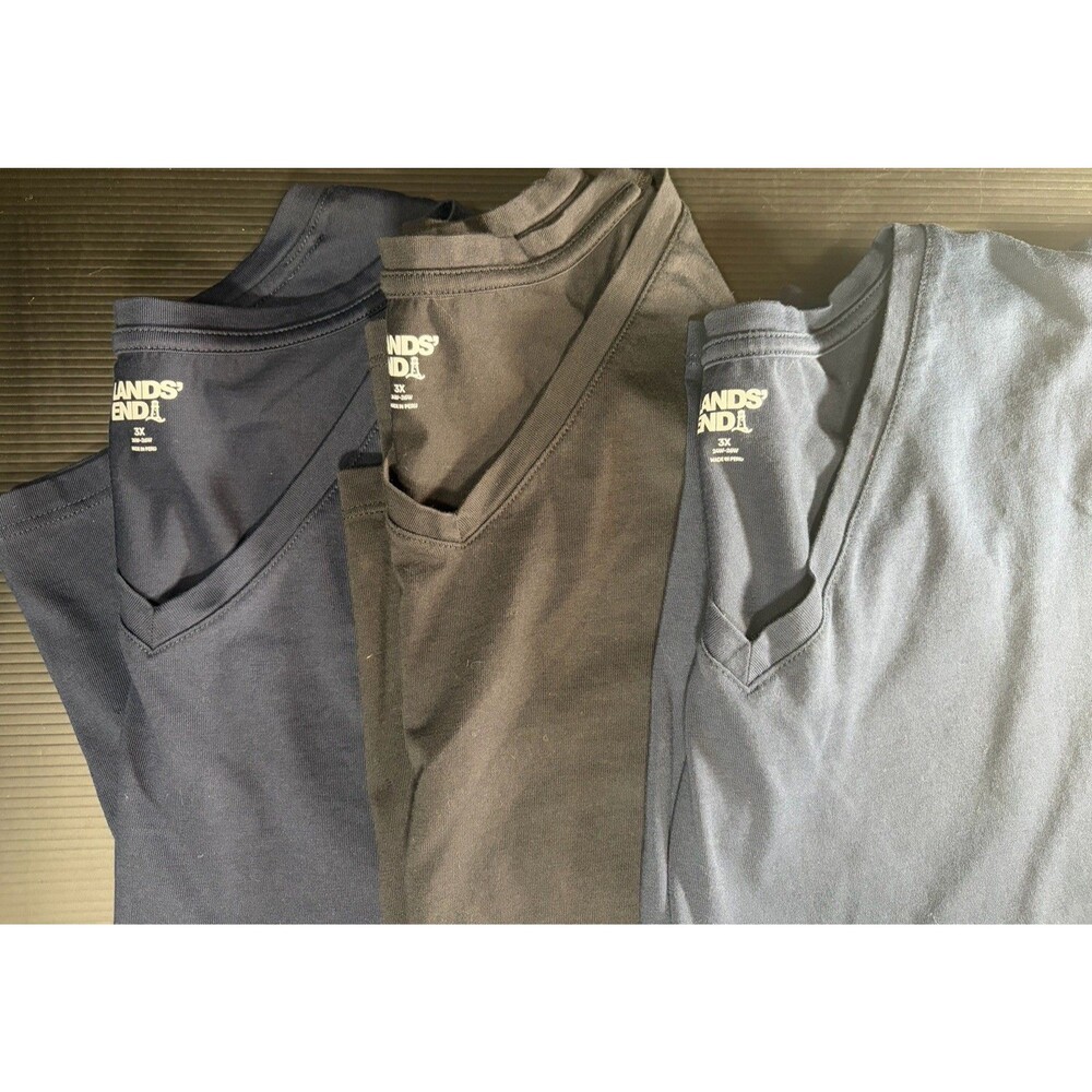 2 Lands End Top Women's 3X Long Sleeve 1 Short Sleeve V-Neck T-Shirt 100% Cotton